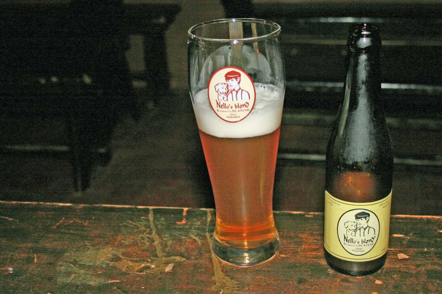 A bottle of Nellos Blond Beer